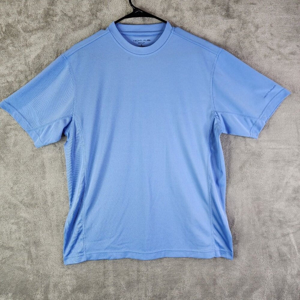 Mens Nicklaus Blue Golf Shirt Short Sleeve Crew Neck Medium